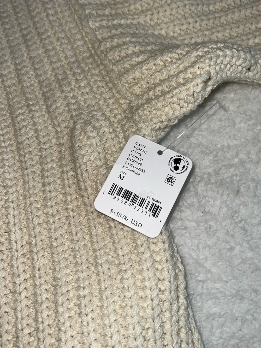 Free People Swim Too Deep Chunky Knit Slouchy Cardigan Boho M NWT